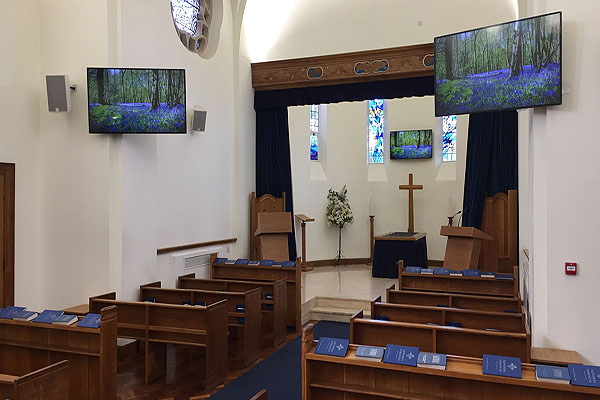 South West Middlesex Crematorium showing interior of the Ogden Chapel