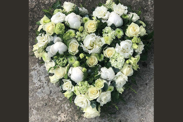 Heart tribute flowers for funeral