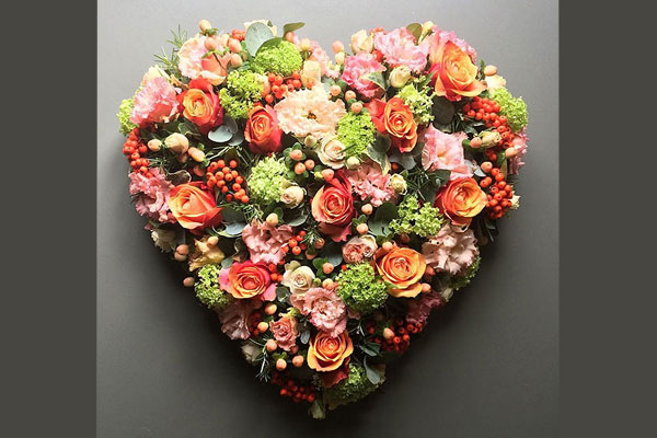 Heart floral tribute for funeral