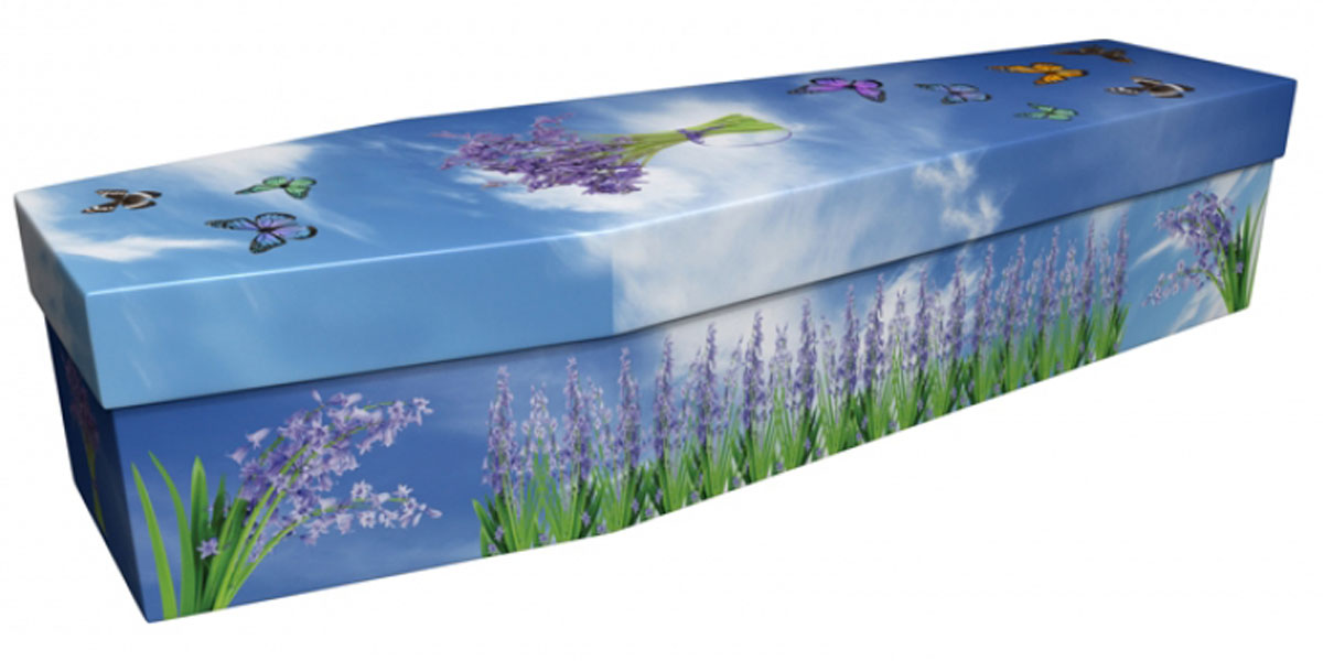 Personalised Picture Coffin bluebell butterflies